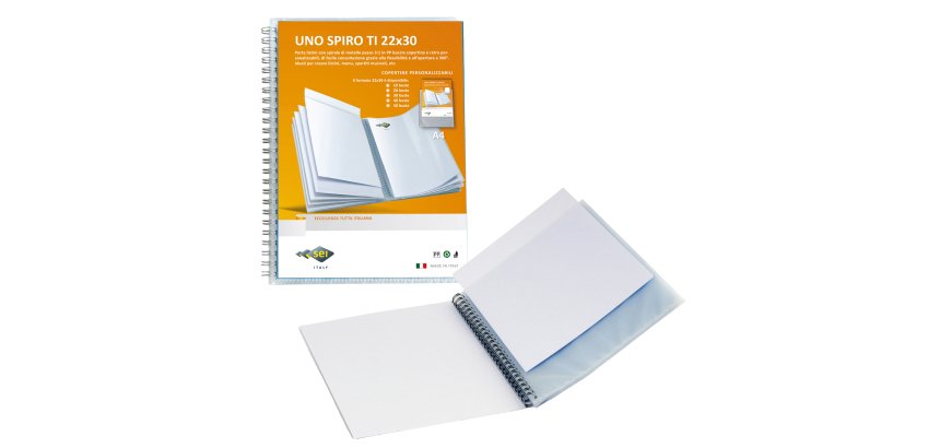 Portalistini personalizzabile Uno Spiro TI - con spirale - 22x30 cm - 40 buste - blu - Sei Rota