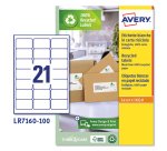 AVERY Etichette bianche in carta riciclata al 100%, 63,5x38,1mm, 21 etichette per foglio, adesivo permanente, laser e inkjet, 100 fogli