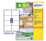 Etichette adesive - in carta riciclata - angoli arrotondati - permanenti - 99,1 x 67,7 mm - 8 et/fg - 100 fogli - bianco - Avery
