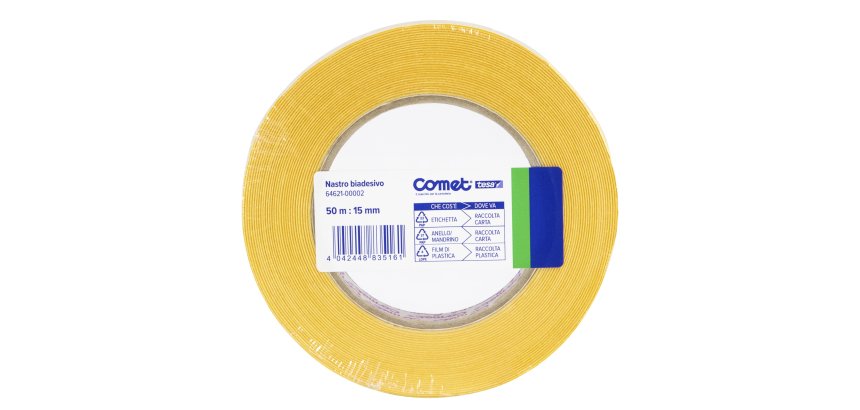 Nastro biadesivo - 15 mm x 50 m - PP - trasparente - Comet