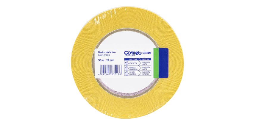 Nastro biadesivo - 19 mm x 50 m - PP - trasparente - Comet