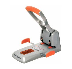 Perforatore HDC150 - max 150 fogli - 2 fori - passo 8 cm - grigio/arancio - Rapid