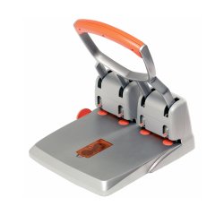 Perforatore HDC150 - max 150 fogli - 4 fori - passo 8 cm - grigio/arancio - Rapid