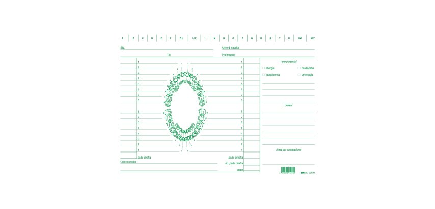 Schede in cartoncino per dentisti - 17 x 24 cm - verde - Edipro - conf. 100 pezzi