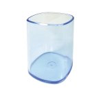 Portapenne a bicchiere - 6,5 x 6,5 x 9,5 cm - trasparente blu - Arda