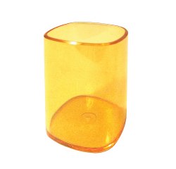Portapenne a bicchiere - 6,5 x 6,5 x 9,5 cm - trasparente arancio - Arda