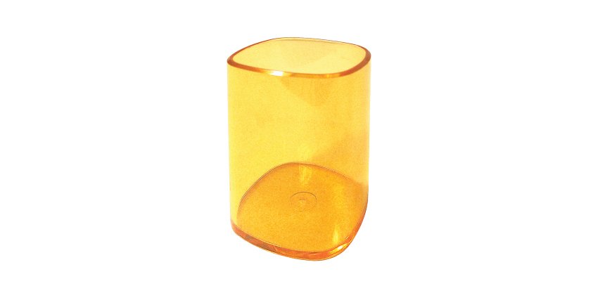 Portapenne a bicchiere - 6,5 x 6,5 x 9,5 cm - trasparente arancio - Arda