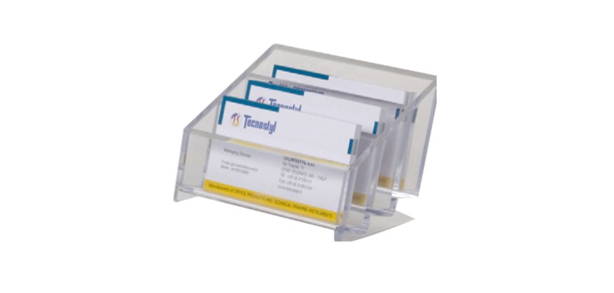 Portabiglietti multitasca Mr Acrylic - da scrivania - 12 x 9 x 7 cm - trasparente - Tecnostyl