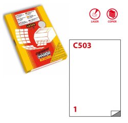 Etichette adesive C/503 - poliestere - laser - permanenti - 210 x 297 mm - 1 et/fg - 50 fogli - bianco opaco - Markin