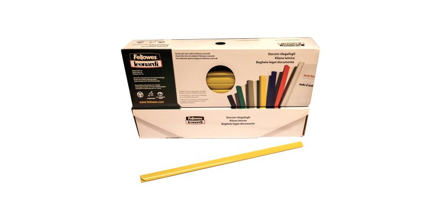Dorsetti tondi per rilegatura - 6 mm - giallo - Fellowes - scatola 50 pezzi
