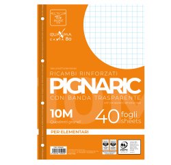 Ricambi forati rinforzati Pignaric - A4 - quadretto 10mm - 40 fogli - 80gr - Pigna