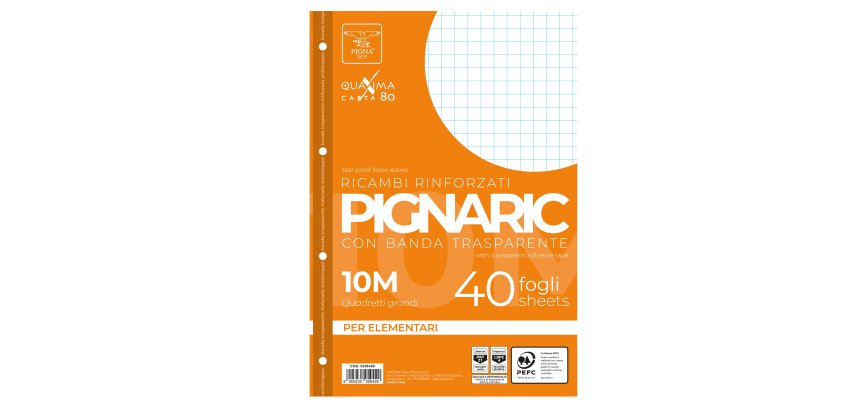Ricambi forati rinforzati Pignaric - A4 -  10mm - 80gr - Pigna - conf. 40 pezzi