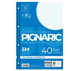 Ricambi forati rinforzati Pignaric - A4 -  5mm - 80gr - Pigna - conf. 40 pezzi