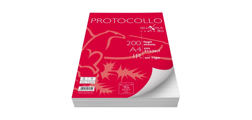 Fogli protocollo Quaxima - A4 - 1 rigo - 80 gr - Pigna - conf. 200 pezzi