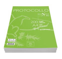 Fogli protocollo Quaxima - A4 - 4 mm - 80 gr - Pigna - conf. 200 pezzi