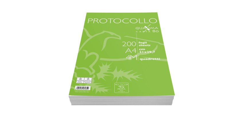 Fogli protocollo Quaxima - A4 - 4 mm - 80 gr - Pigna - conf. 200 pezzi