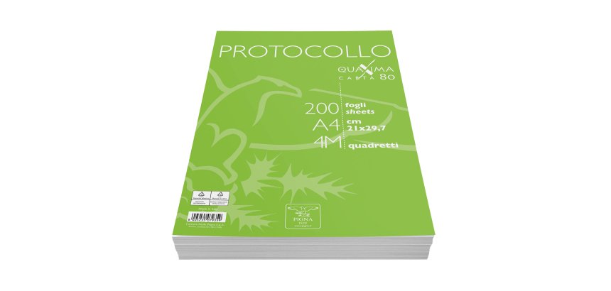 Fogli protocollo Quaxima - A4 - 4 mm - 80 gr - Pigna - conf. 200 pezzi