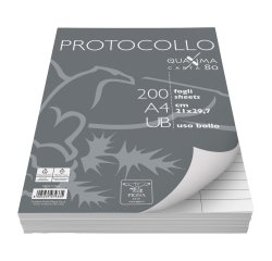 Fogli protocollo Quaxima - A4 - uso bollo - 80 gr - Pigna - conf. 200 pezzi