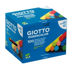 Gessetti Robercolor - lunghezza 80mm con diametro 10mm - colorati - Giotto - Scatola 100 gessetti tondi