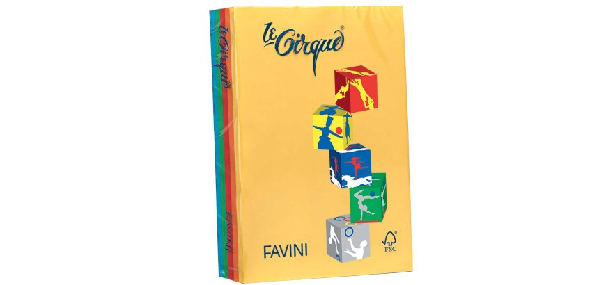 Carta Le Cirque - A4 - 160 gr - mix 5 colori intensi - Favini - conf. 250 fogli