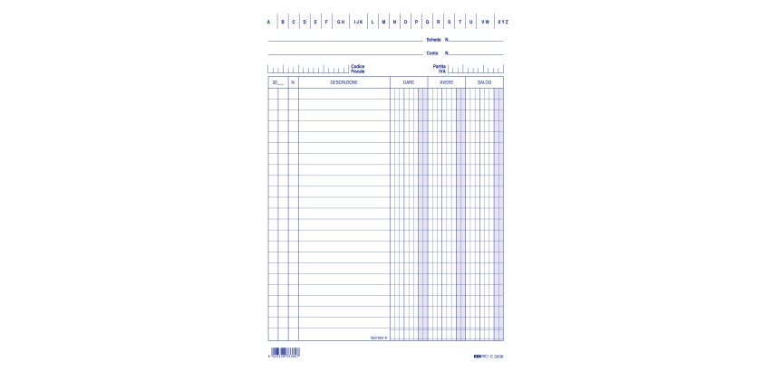 Schede - dare/avere/saldo - 21 x 15 cm - Edipro - conf. 100 pezzi