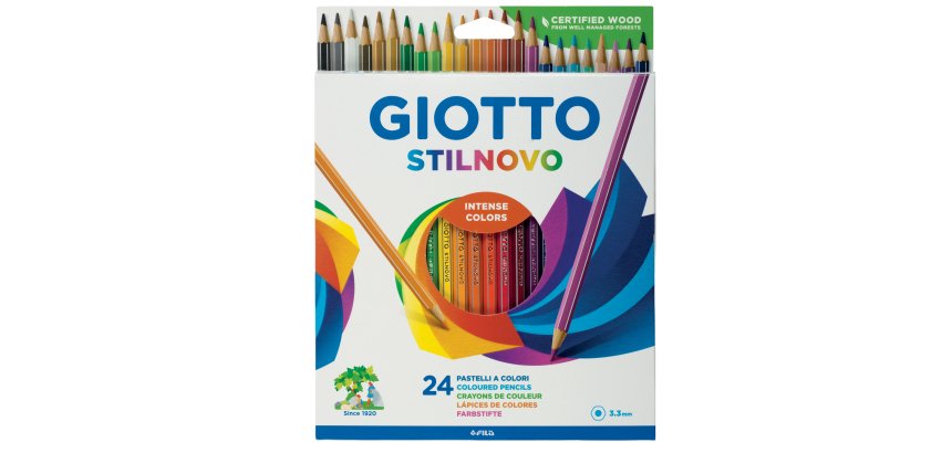 Pastelli colorati Stilnovo - diametro mina 3,3 mm - colori assortiti - Giotto - astuccio 24 pezzi