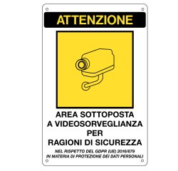 Cartello adesivo - AREA SOTTOPOSTA A VIDEOSORVEGLIANZA  - 20 x 30 cm - Markin