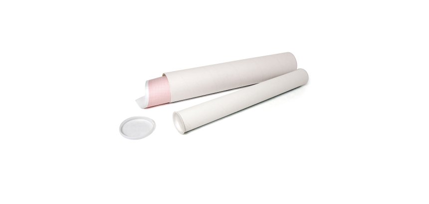 Tubo portadisegni - diametro 6 cm - H 54 cm - cartone - bianco - IKona+