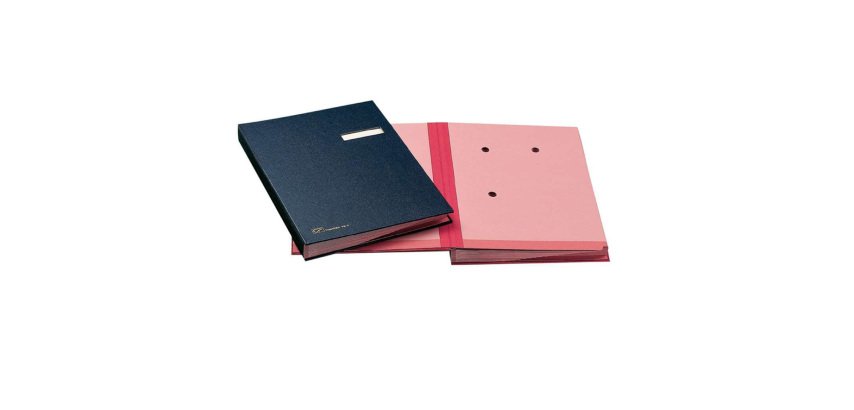 Libro firma - 18 intercalari - con porta etichette - 24x34 cm - blu - Fraschini