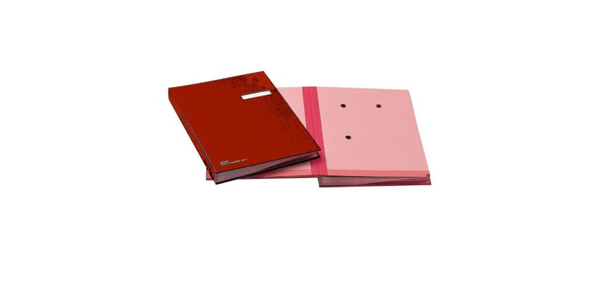 Libro firma - 18 intercalari - con porta etichette - 24x34 cm - rosso - Fraschini