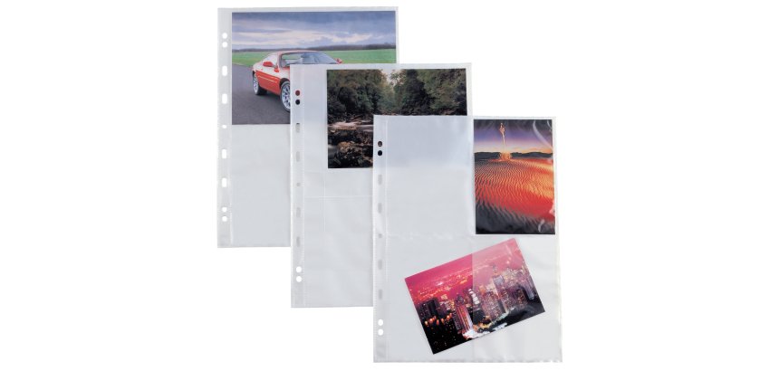 Buste forate Atla F porta foto - 8 spazi 10 x 15 cm - trasparente - Sei Rota - conf. 10 pezzi