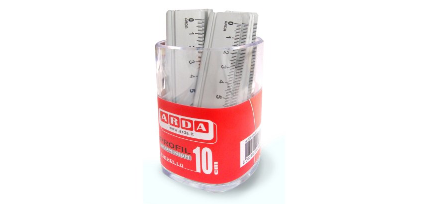 Barattolo 15 righelli - 10cm - alluminio - Arda