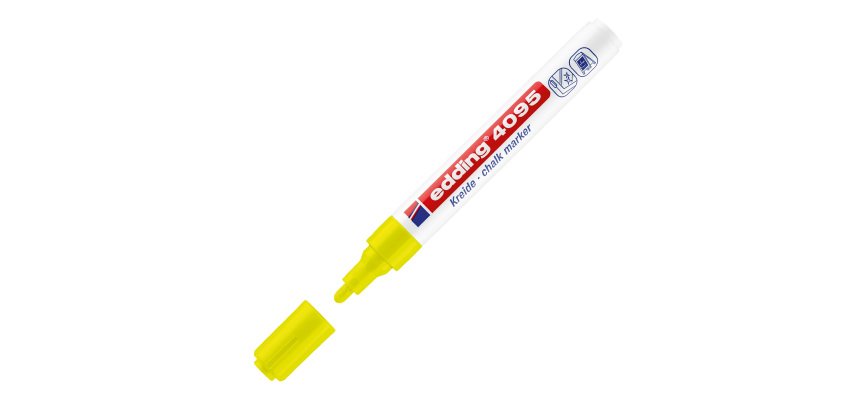 Marcatore a gesso liquido 4095 - punta tonda - da 2 a 3mm - giallo fluo - Edding
