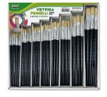 Pennello punta piatta serie 577 - punta a spatola in pura setola - Lebez - Assortimeno vetrinetta 168 pezzi