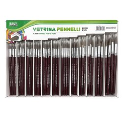 Pennelli punta tonda - pelo di pony - serie 9124 - Lebez - assortimento vetrinetta 228 pezzi