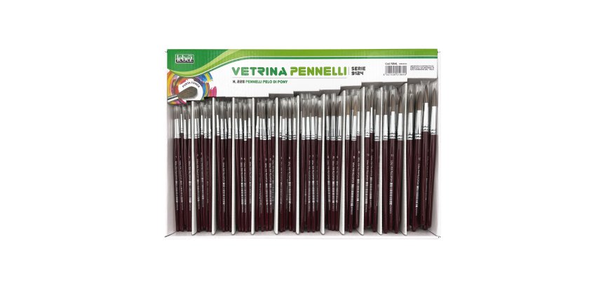 Pennelli punta tonda - pelo di pony - serie 9124 - Lebez - assortimento vetrinetta 228 pezzi