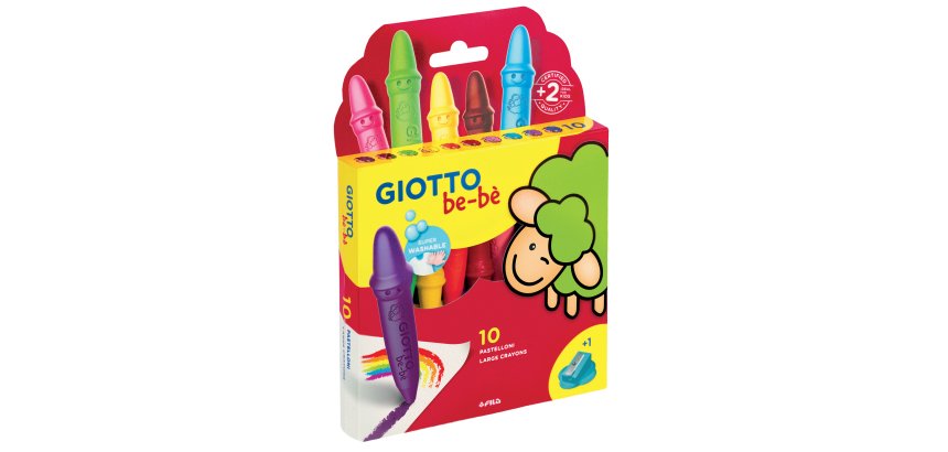 Pastelli cera super - lunghezza 7,5mm con Ø 11mm - colori assortiti - Giotto - astuccio 10 superpastelloni
