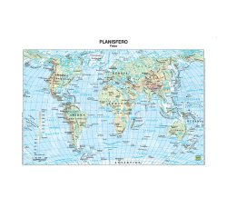 Carta geografica Mondo - scolastica - plastificata - 29,7 x 42 cm - Belletti