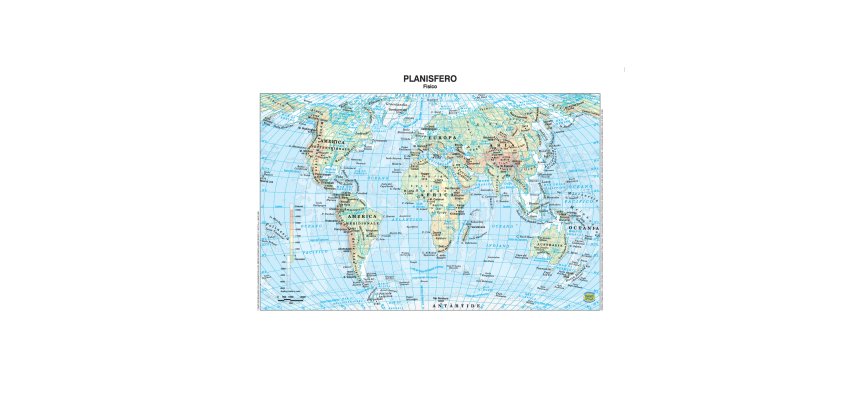 Carta geografica Mondo - scolastica - plastificata - 29,7 x 42 cm - Belletti