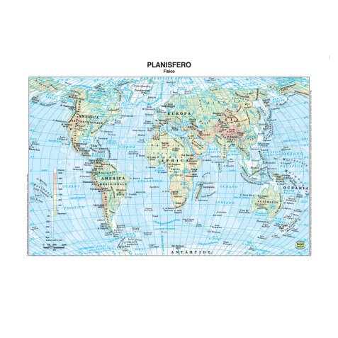 Carta geografica Mondo - scolastica - plastificata - 29,7 x 42 cm - Belletti