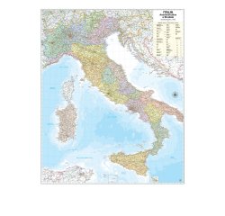 Carta geografica Italia amministrativa e stradale - murale - 97 x 122 cm - Belletti