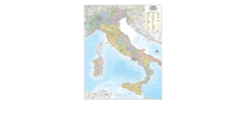 Carta geografica Italia amministrativa e stradale - murale - 97 x 122 cm - Belletti