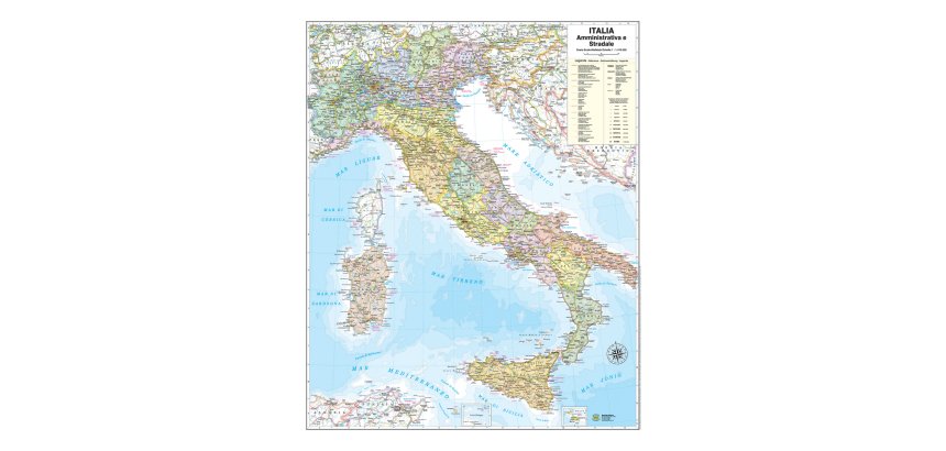 Carta geografica Italia amministrativa e stradale - murale - 67 x 85 cm - Belletti