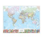 Carta geografica Mondo con Bandiere - murale - 132 x 97 cm - Belletti