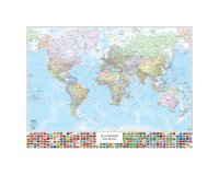 Carta geografica Mondo con Bandiere - murale - 132 x 97 cm - Belletti