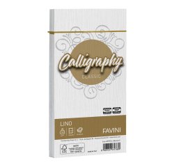 Buste Calligraphy Lino - 110 x 220 mm - 120 gr - bianco 01 - Favini - conf. 25 pezzi