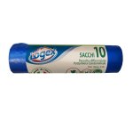 Sacchi per immondizia - 70x110 cm - 120 L - 16 micron - blu - Logex Professional - rotolo da 10 sacchetti