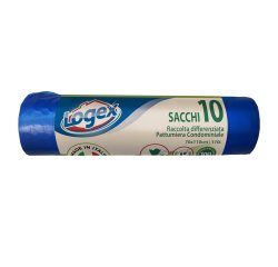 Sacchi per immondizia - 70x110 cm - 120 L - 16 micron - blu - Logex Professional - rotolo da 10 sacchetti