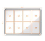 Bacheca per interni - fondo magnetico bianco - 8 fogli A4 - orizzontale - Nobo