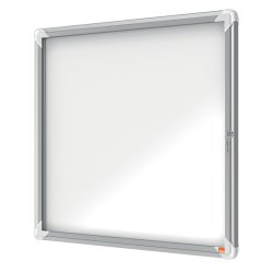 En_vitrina de anuncios nobo mural magnetica de exterior din a4 con puerta y marco con cerradura de aluminio